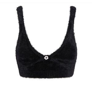 NEW FOR LOVE & LEMONS Devon Sleeveless Fuzzy Top Black Large